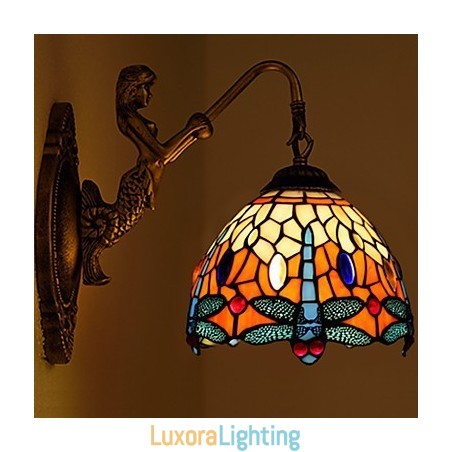 Designer Touch Decorative European Contracted Rural Creative Wrought Iron Wall Lamp Glass Lights