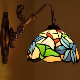 Designer Touch Decorative European Contracted Rural Creative Wrought Iron Wall Lamp Glass Lights