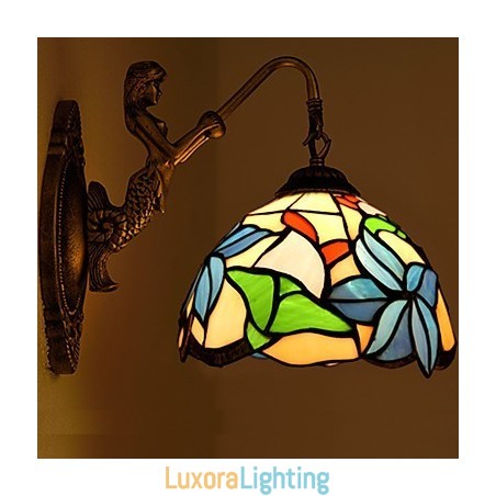 Designer Touch Decorative European Contracted Rural Creative Wrought Iron Wall Lamp Glass Lights