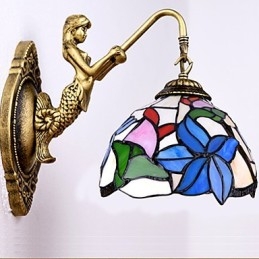 Designer Touch Decorative European Contracted Rural Creative Wrought Iron Wall Lamp Glass Lights