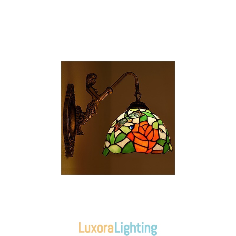 Designer Touch Decorative European Contracted Rural Creative Wrought Iron Wall Lamp Glass Lights