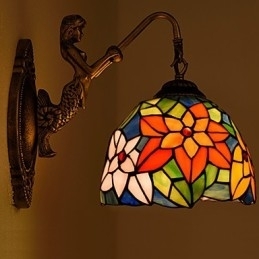 Designer Touch Decorative European Contracted Rural Creative Wrought Iron Wall Lamp Glass Lights