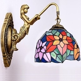 Designer Touch Decorative European Contracted Rural Creative Wrought Iron Wall Lamp Glass Lights