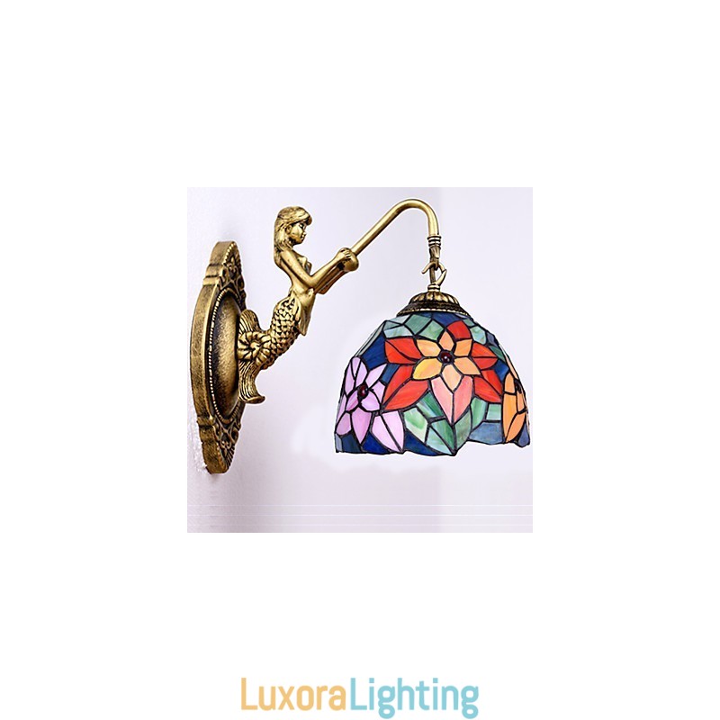 Designer Touch Decorative European Contracted Rural Creative Wrought Iron Wall Lamp Glass Lights