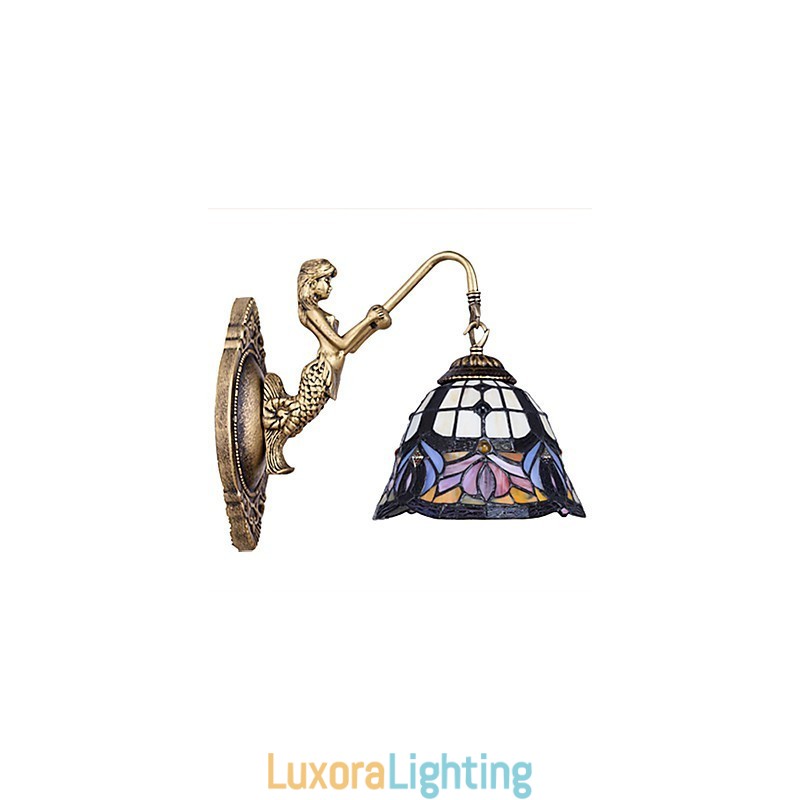 Designer Touch Decorative European Contracted Rural Creative Wrought Iron Wall Lamp Glass Lights