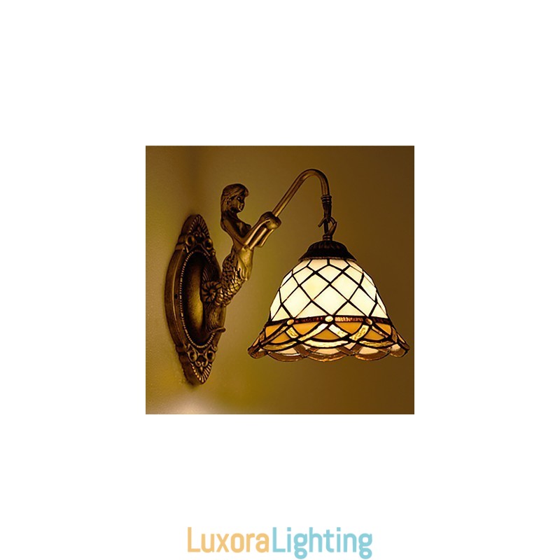 Designer Touch Decorative European Contracted Rural Creative Wrought Iron Wall Lamp Glass Lights