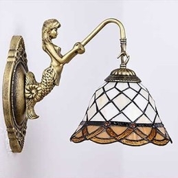 Designer Touch Decorative European Contracted Rural Creative Wrought Iron Wall Lamp Glass Lights