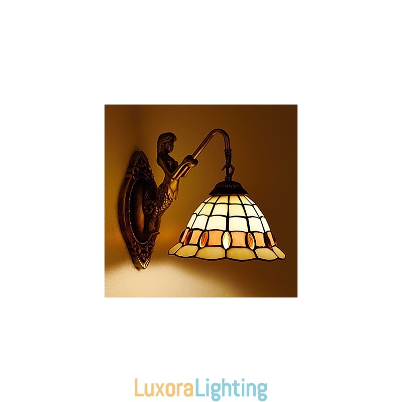Designer Touch Decorative European Contracted Rural Creative Wrought Iron Wall Lamp Glass Lights