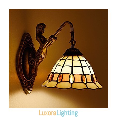 Designer Touch Decorative European Contracted Rural Creative Wrought Iron Wall Lamp Glass Lights