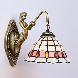 Designer Touch Decorative European Contracted Rural Creative Wrought Iron Wall Lamp Glass Lights