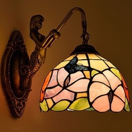 Designer Touch Decorative European Contracted Rural Creative Wrought Iron Wall Lamp Glass Lights