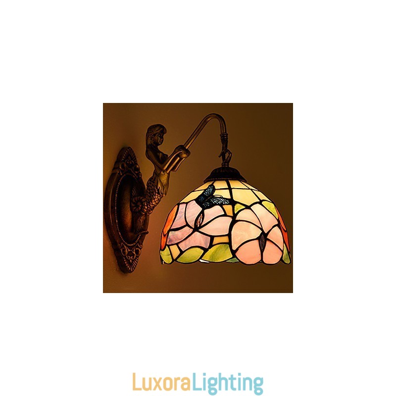 Designer Touch Decorative European Contracted Rural Creative Wrought Iron Wall Lamp Glass Lights