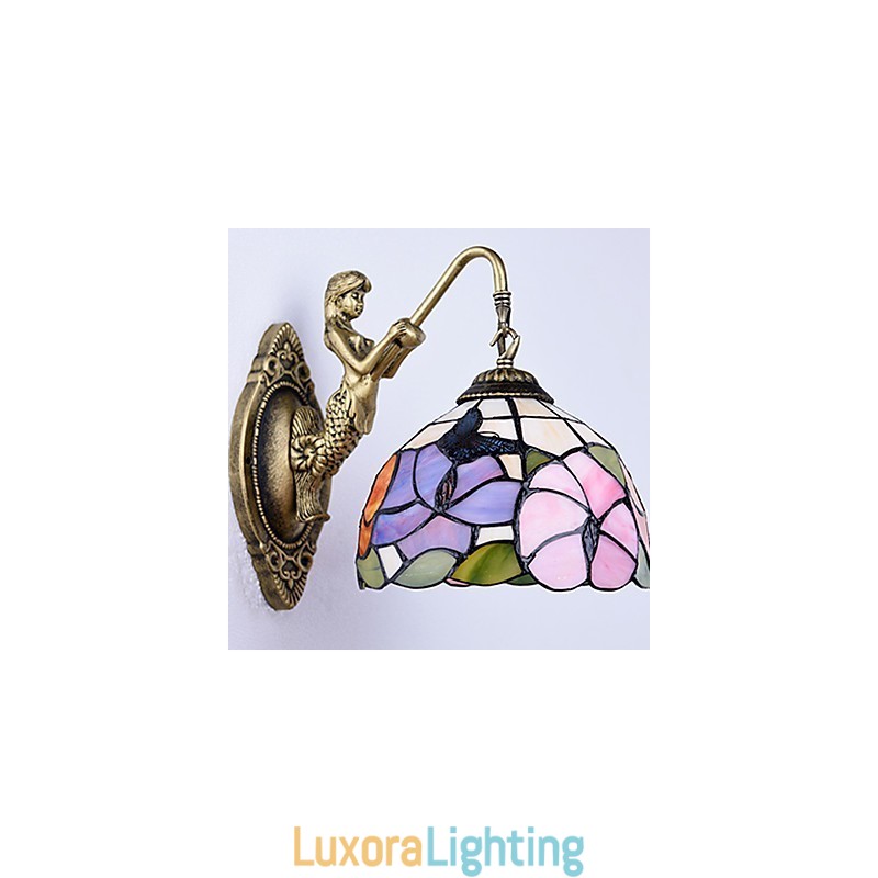 Designer Touch Decorative European Contracted Rural Creative Wrought Iron Wall Lamp Glass Lights