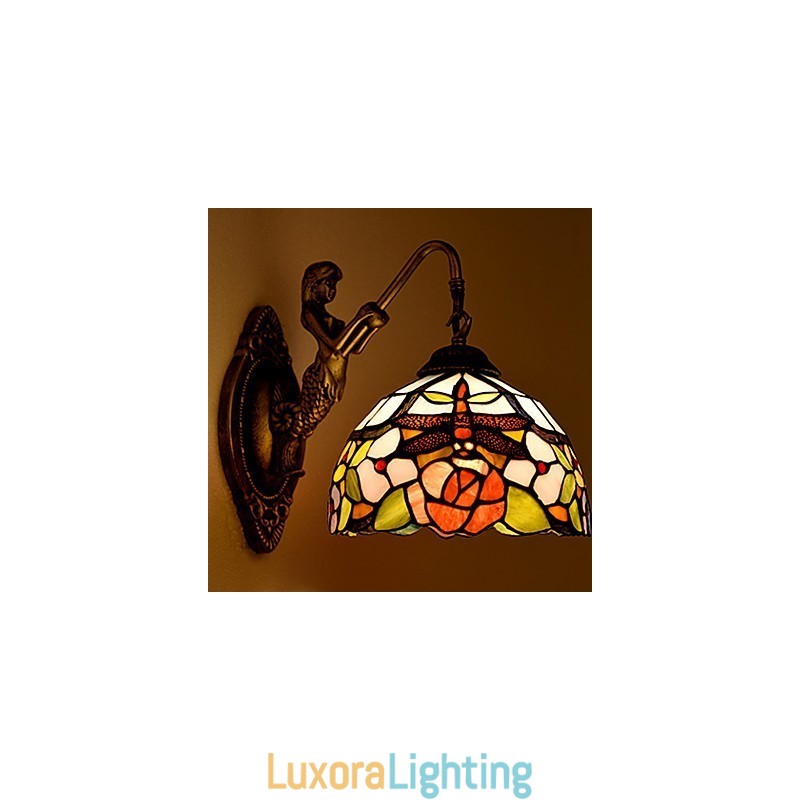 Designer Touch Decorative European Contracted Rural Creative Wrought Iron Wall Lamp Glass Lights