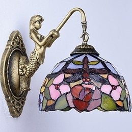 Designer Touch Decorative European Contracted Rural Creative Wrought Iron Wall Lamp Glass Lights