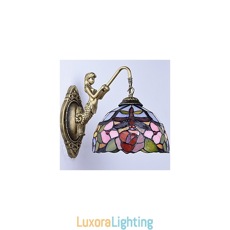 Designer Touch Decorative European Contracted Rural Creative Wrought Iron Wall Lamp Glass Lights