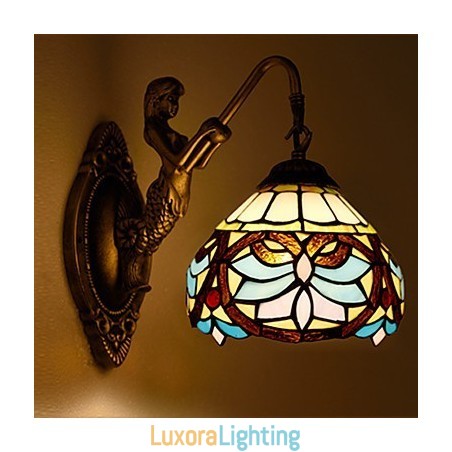 Designer Touch Decorative European Contracted Rural Creative Wrought Iron Wall Lamp Glass Lights
