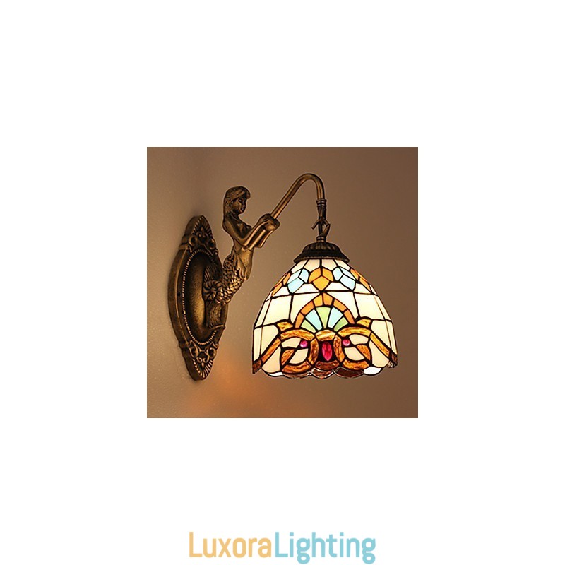 Designer Touch Decorative European Contracted Rural Creative Wrought Iron Wall Lamp Glass Lights