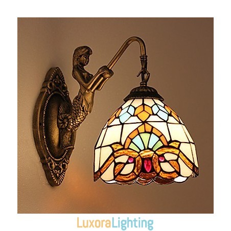 Designer Touch Decorative European Contracted Rural Creative Wrought Iron Wall Lamp Glass Lights