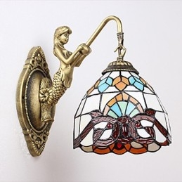 Designer Touch Decorative European Contracted Rural Creative Wrought Iron Wall Lamp Glass Lights