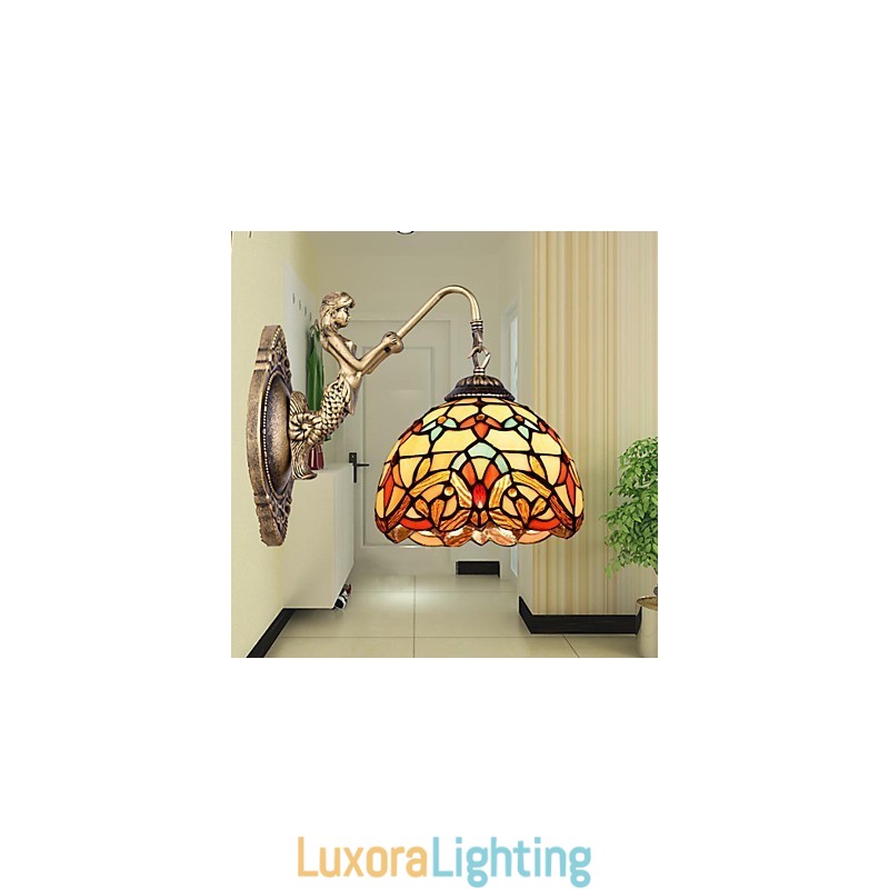 Designer Touch Decorative European Contracted Rural Creative Wrought Iron Wall Lamp Glass Lights