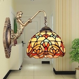 Designer Touch Decorative European Contracted Rural Creative Wrought Iron Wall Lamp Glass Lights