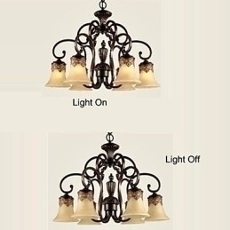 Designer Touch Decorative Chandelier Pendant Light 6 Lights Lampshade Down Vintage Country Metal+Glass
