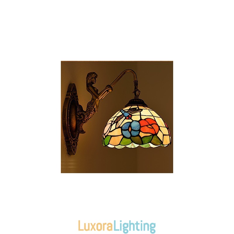 Designer Touch Decorative European Contracted Rural Creative Wrought Iron Wall Lamp Glass Lights