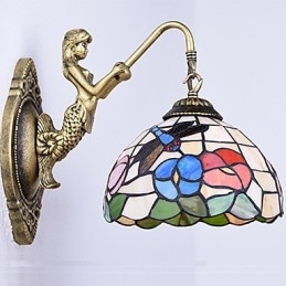 Designer Touch Decorative European Contracted Rural Creative Wrought Iron Wall Lamp Glass Lights