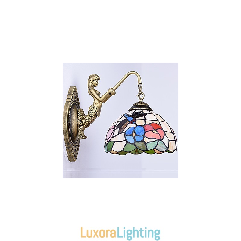 Designer Touch Decorative European Contracted Rural Creative Wrought Iron Wall Lamp Glass Lights