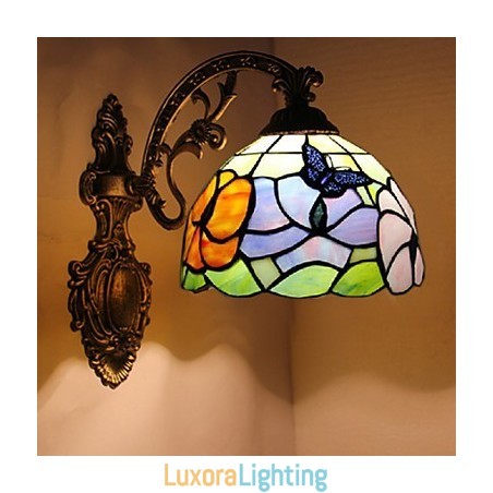 Designer Touch Decorative European Mediterranean Contracted Rural Creative Wrought Iron Wall Lamp Glass Lights