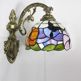 Designer Touch Decorative European Mediterranean Contracted Rural Creative Wrought Iron Wall Lamp Glass Lights