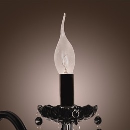 Designer Touch Decorative Black Crystal Wall Light with Candle Bulb