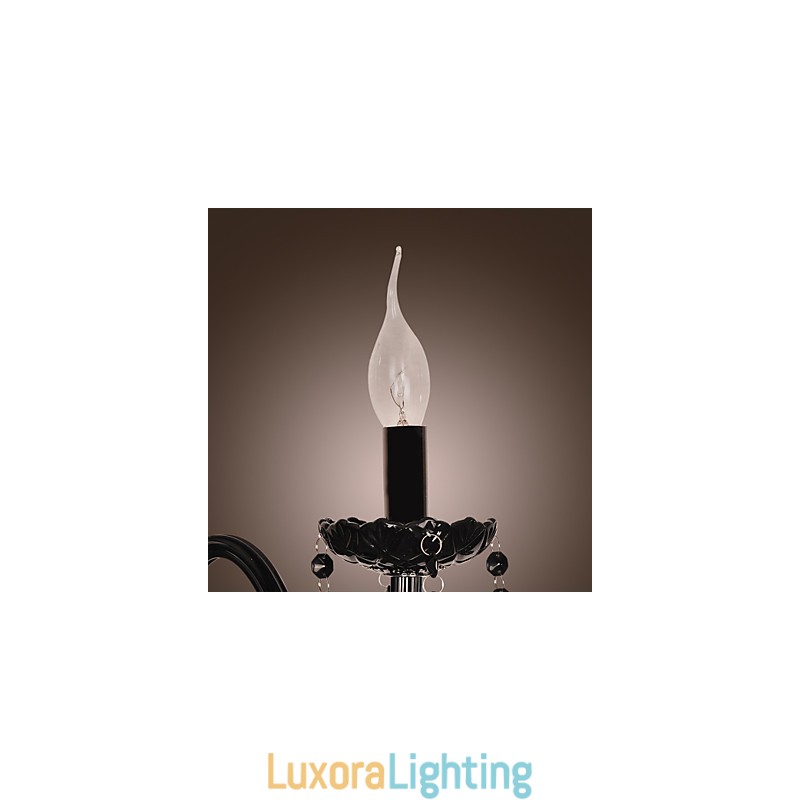 Designer Touch Decorative Black Crystal Wall Light with Candle Bulb