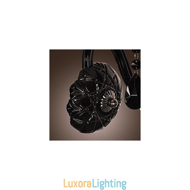 Designer Touch Decorative Black Crystal Wall Light with Candle Bulb