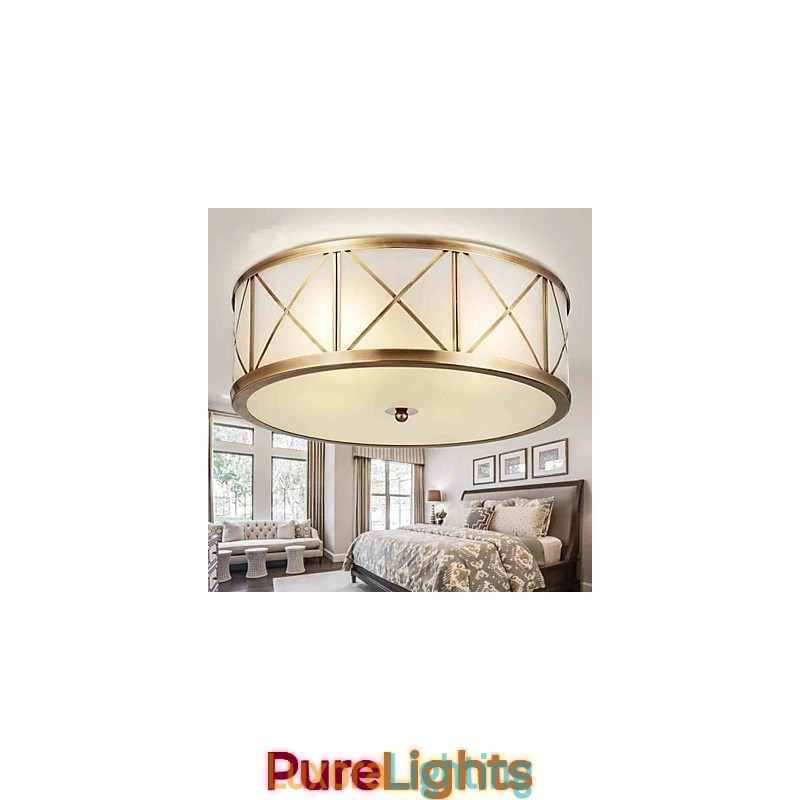 Designer Touch Decorative Traditional Classic Rustic Lodge Brass Metal Flush Mount