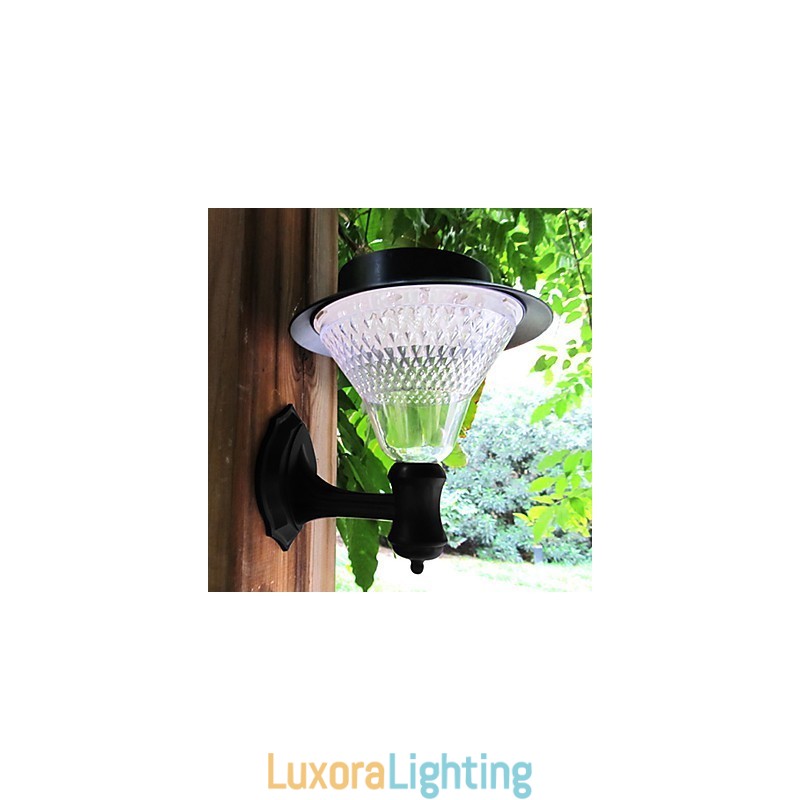 Designer Touch Decorative Outdoor Solar Power White Villa Wall Mount Garden Courtyard Door Path Light Lamp