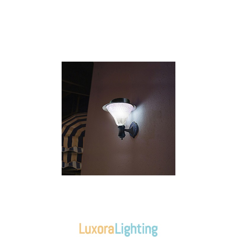 Designer Touch Decorative Outdoor Solar Power White Villa Wall Mount Garden Courtyard Door Path Light Lamp