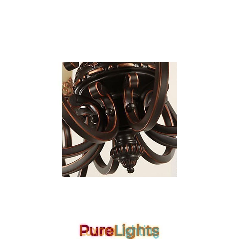 Designer Touch Decorative Chandelier Pendant Light 6 Lights Lampshade Down Vintage Country Metal+Glass