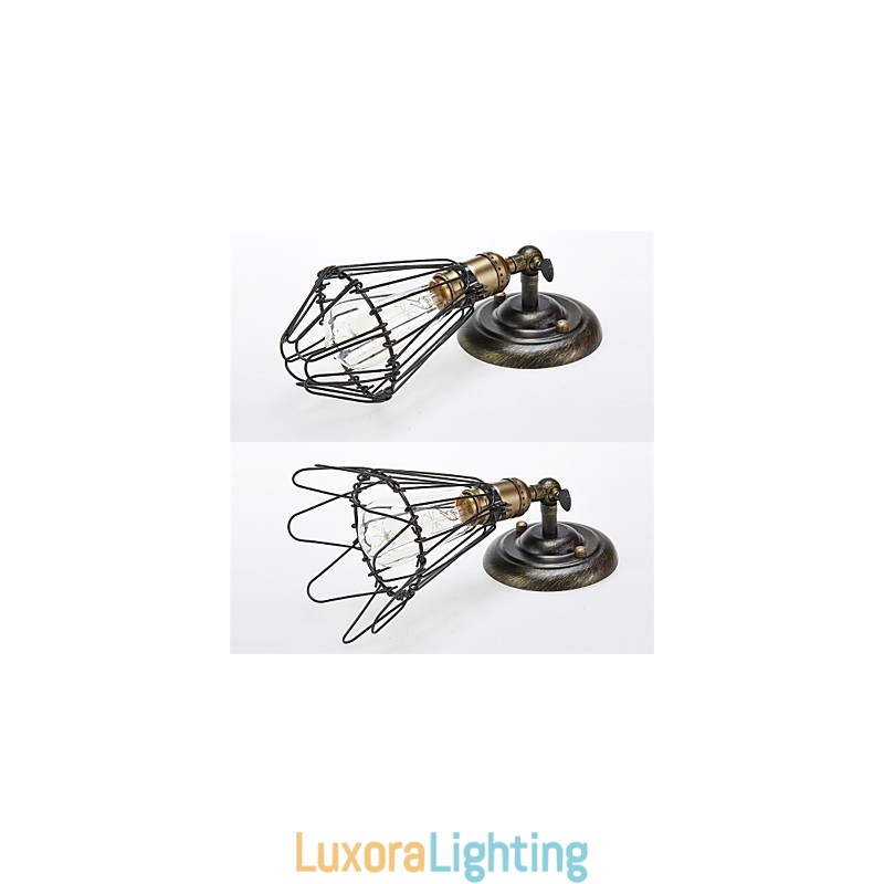 Designer Touch Decorative Vintage Style Industrial Opening and Closing Light Wall Sconce Cage Lamp Loft Restoring Ancient Ways Wall Lamp