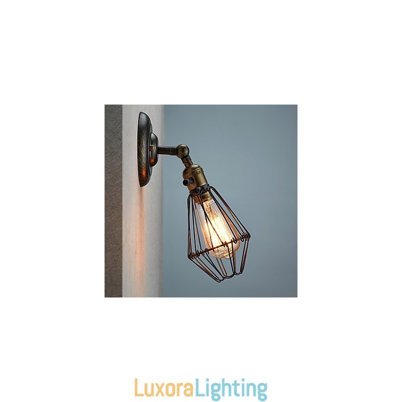 Designer Touch Decorative Vintage Style Industrial Opening and Closing Light Wall Sconce Cage Lamp Loft Restoring Ancient Ways Wall Lamp