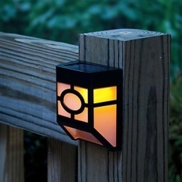 Designer Touch Decorative Warm Yellow Solar Powered Wall Mount 2 Lantern Light Deck Lamp