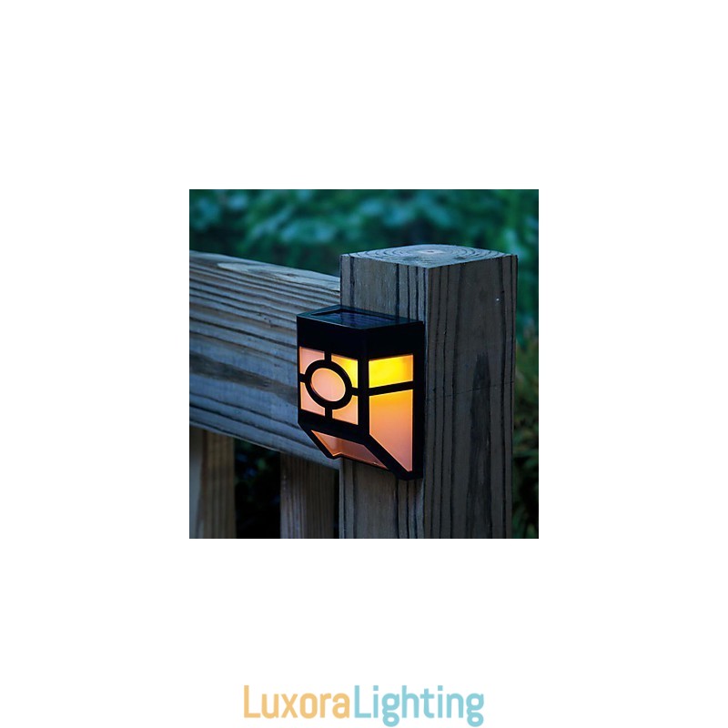 Designer Touch Decorative Warm Yellow Solar Powered Wall Mount 2 Lantern Light Deck Lamp