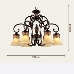 Designer Touch Decorative Chandelier Pendant Light 6 Lights Lampshade Down Vintage Country Metal+Glass