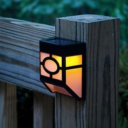 Designer Touch Decorative Warm Yellow Solar Powered Wall Mount 2 Lantern Light Deck Lamp