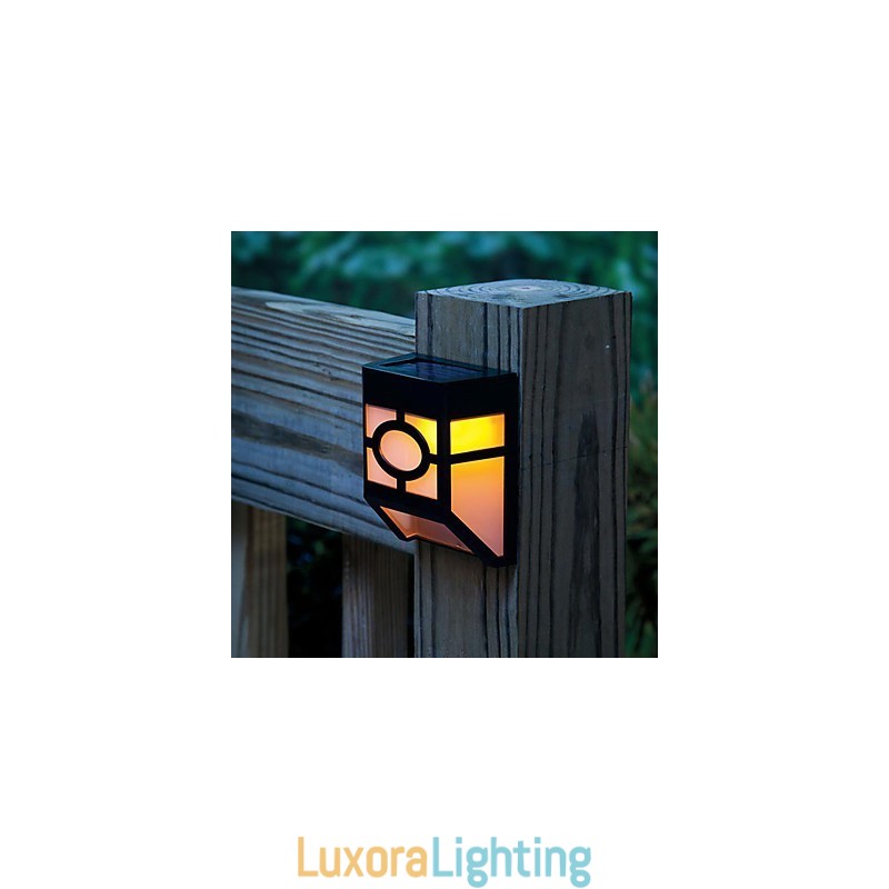 Designer Touch Decorative Warm Yellow Solar Powered Wall Mount 2 Lantern Light Deck Lamp