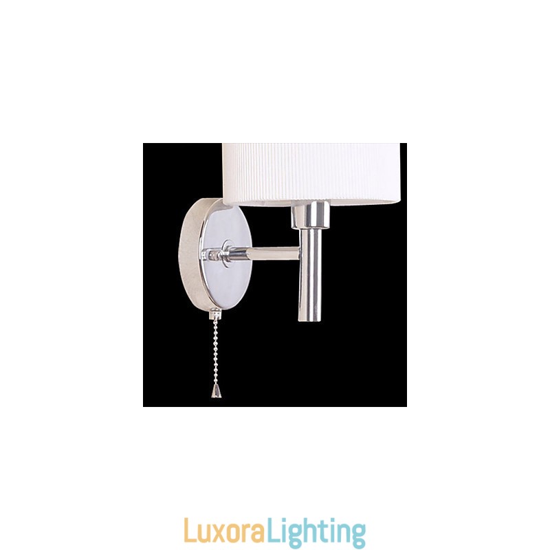 Designer Touch Decorative Stylish Metal and Fabric Wall Light with 1 Light in White Cylinder Feature