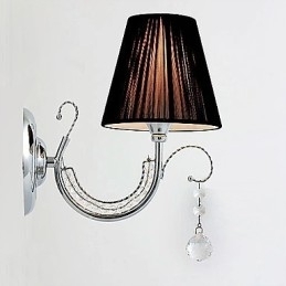 Designer Touch Decorative Contemporary Wall Light with Fabric Shade Chandelier Style Arm Crystal Droplet