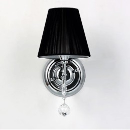 Designer Touch Decorative Contemporary Wall Light with Fabric Shade Chandelier Style Arm Crystal Droplet