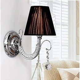 Designer Touch Decorative Contemporary Wall Light with Fabric Shade Chandelier Style Arm Crystal Droplet